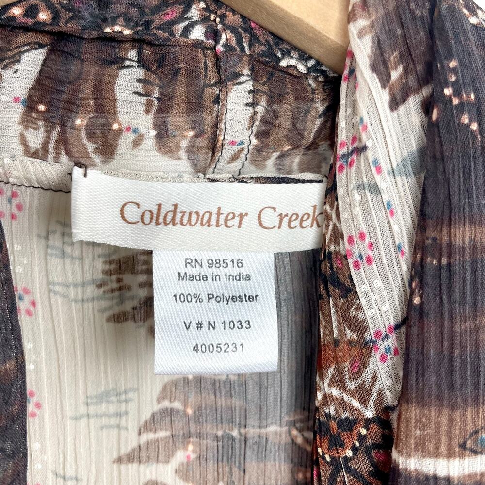 Vintage Y2K‎ Coldwater Creek Sheer Kimono Top Brown Fairy Grunge Earthy Flowy - Picture 7 of 9